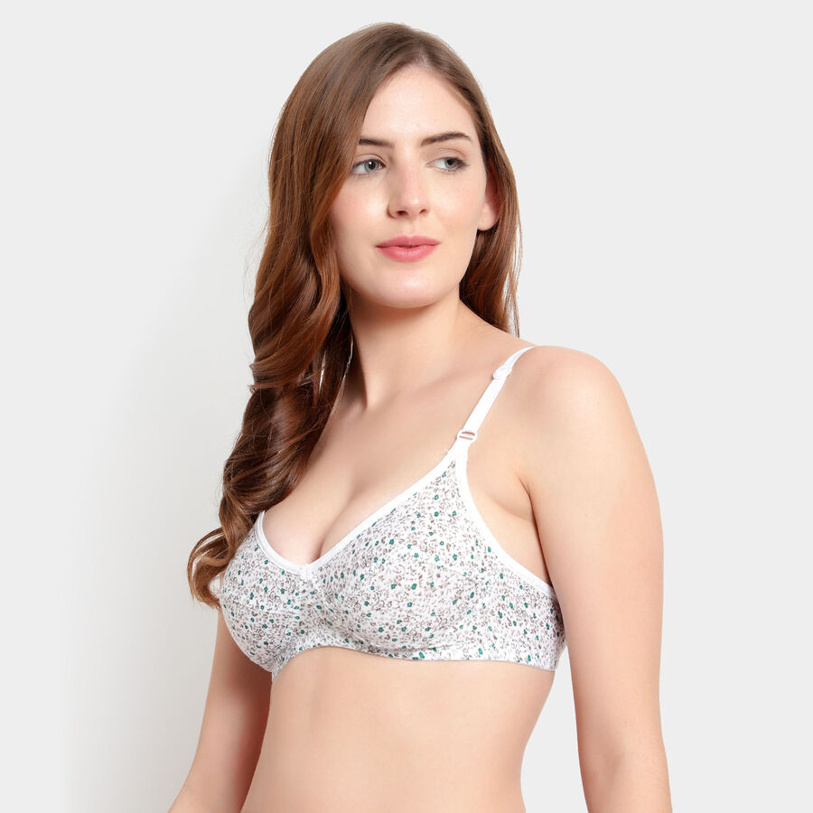 Printed Non-Padded Bra, Dark Green, large image number null