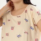 Women's Beige Round Neck Casual Nighty, गहरा पीला, small image number null