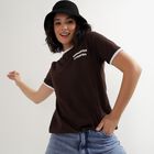 Ladies' 100% Cotton Round Neck T-Shirt , Brown, small