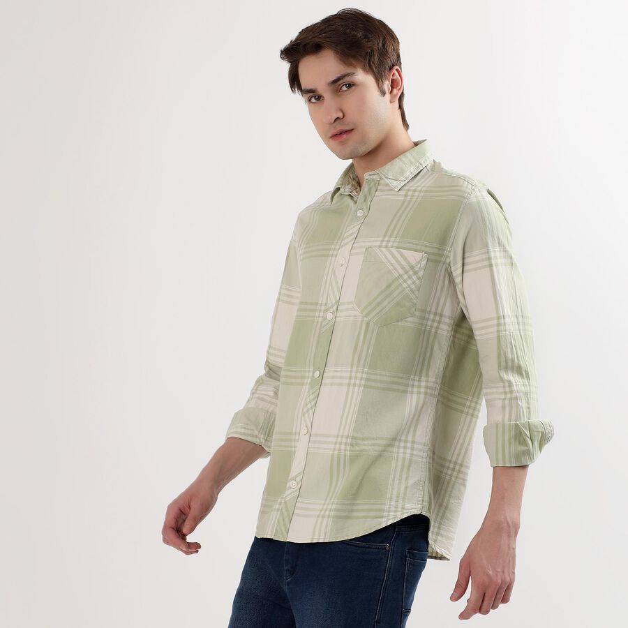 Men's 100% Cotton Regular Collar Casual Shirt, हल्का हरा, large image number null