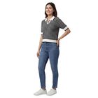 Women's Black Cotton Round Neck Minimalist Top, Black, small
