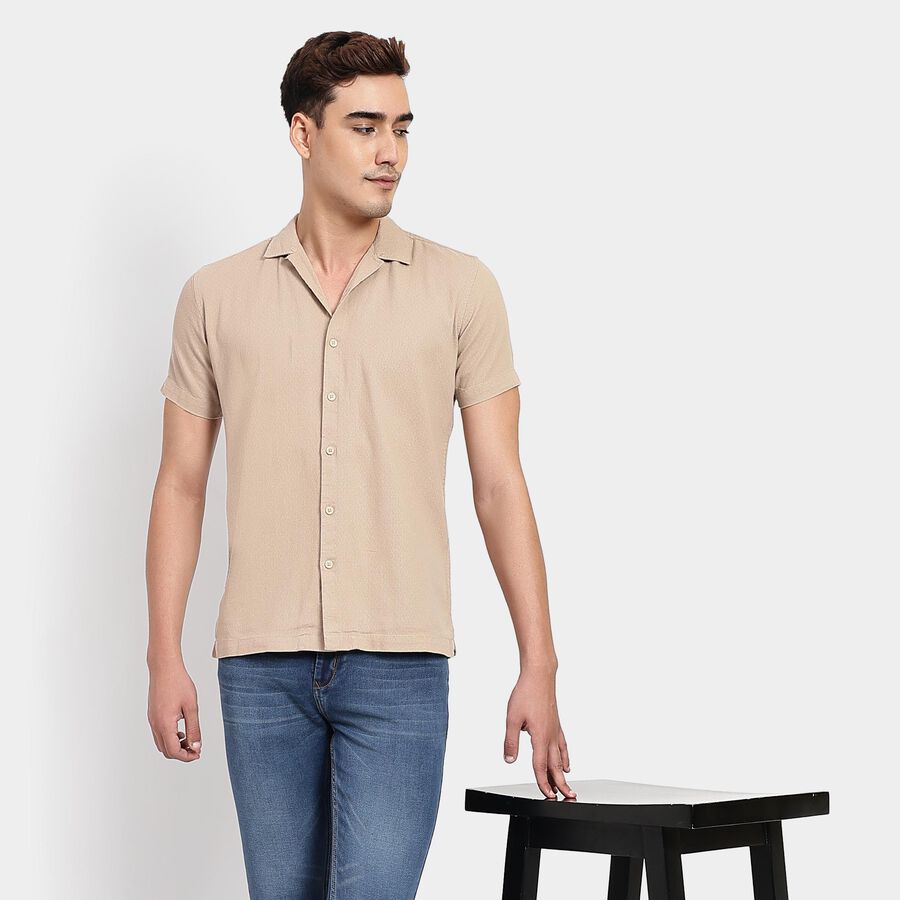 Men's 100% Cotton Casual Shirt, Beige, large image number null