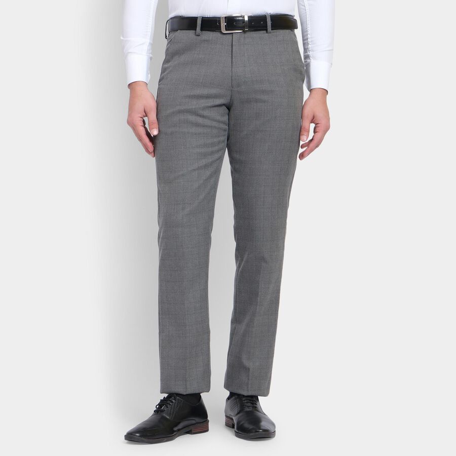 Men's Slim Fit Formal Trousers , गहरा ग्रे, large image number null