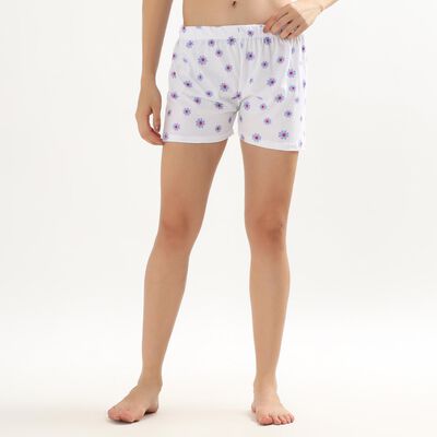 Girls' Bright White Floral Printed Shorts