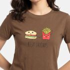 Women's Brown Cotton Round Neck Regular T-Shirt, Brown, small
