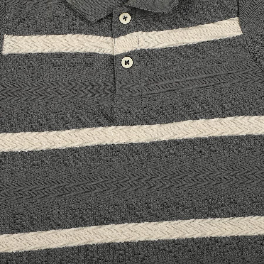 Boys Mid Blue Polo Neck Casual T-Shirt, मध्यम नीला, large