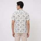 Men's Light Grey Cotton Camp Collar Casual Shirt, Light Grey, small