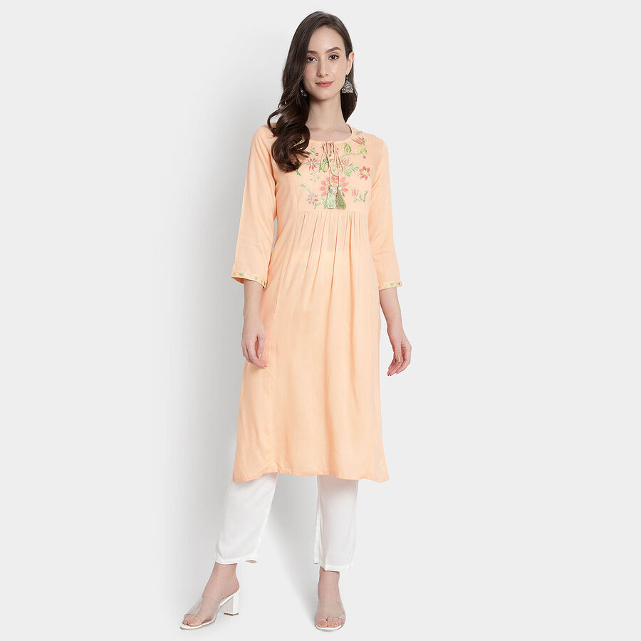 3/4Th Sleeves Flared Kurta, Peach, large image number null