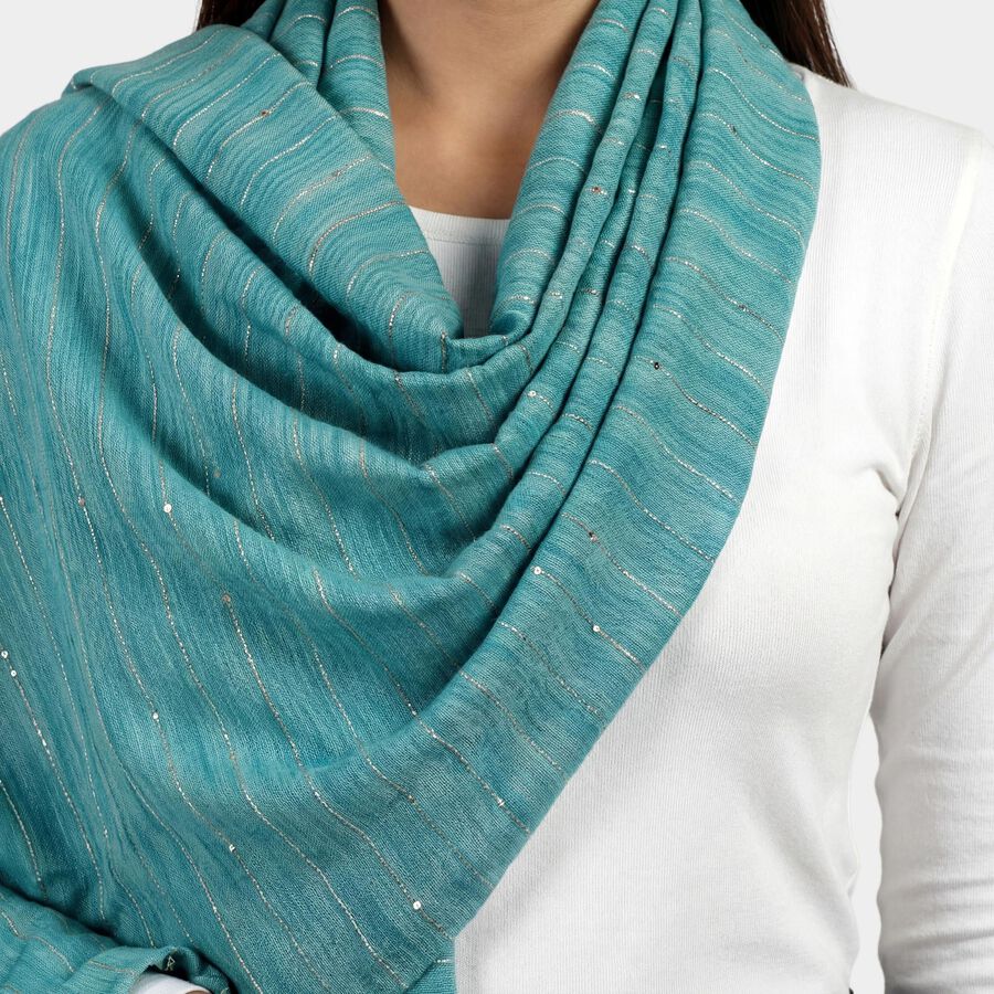 Women's Turquoise Striped Dupatta, गहरा हरा, large