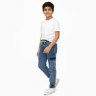 Boys' Stonewashed Blue Cargo Jogger Jeans, Mid Blue, small image number null