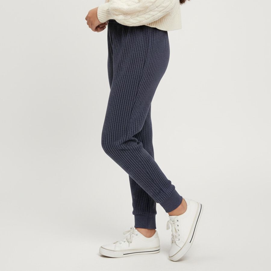 Girls Midnight Navy Blue Thermal Lower, Melange Blue, large image number null