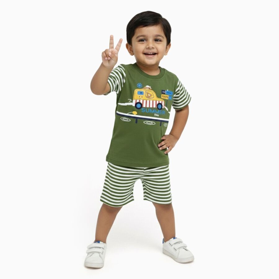 Infants' 100% Cotton Baba Suit, ओलिव, large image number null