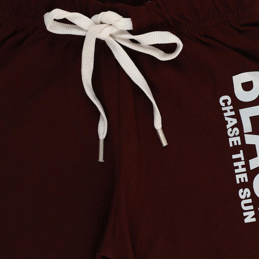 Boys' Maroon Regular Fit Printed Bermuda Shorts, Maroon, large
