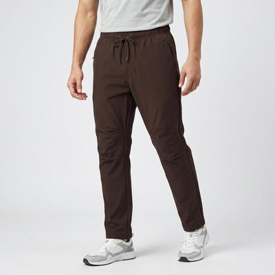 Men's Brown Slim Fit Zip Pocket Track Pants