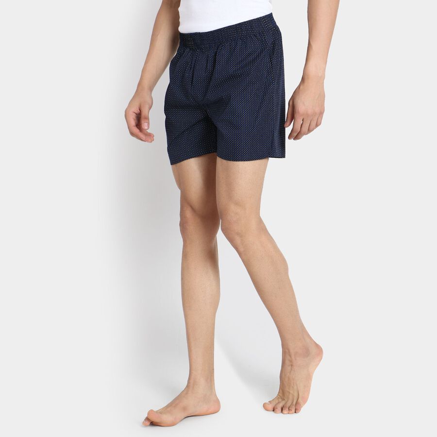 Men's 100% Cotton Boxers, Navy Blue, large image number null