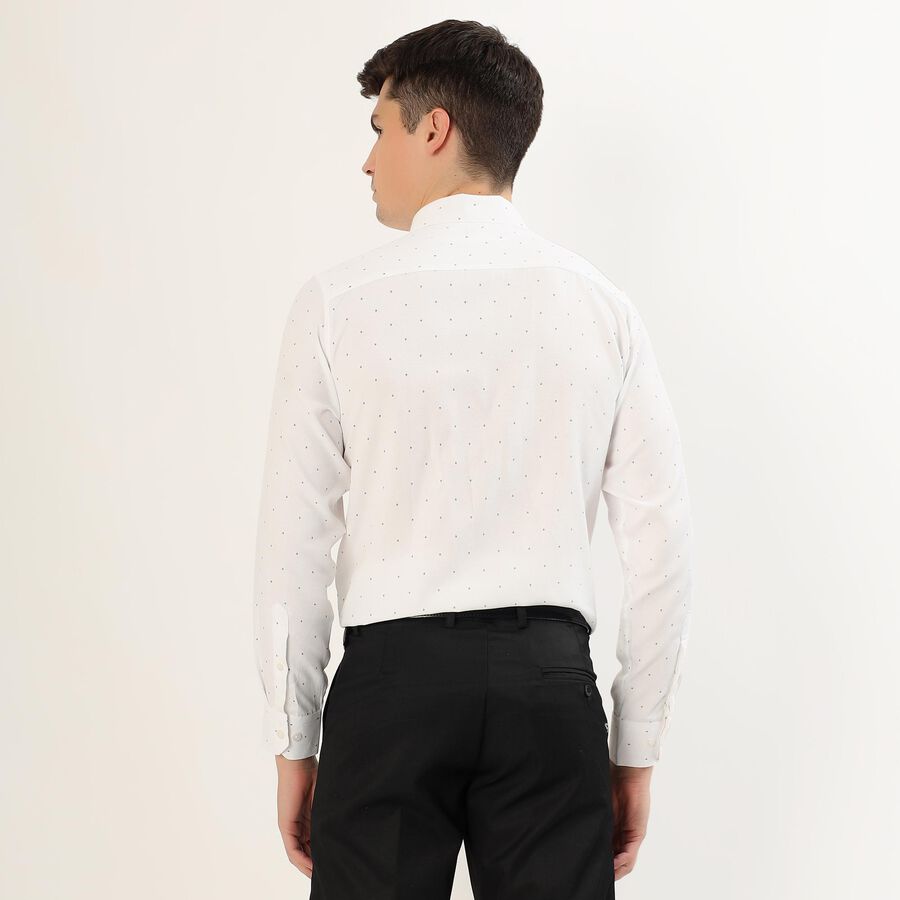 Men's White Dotted Spread Collar Formal Shirt, सफ़ेद, large image number null