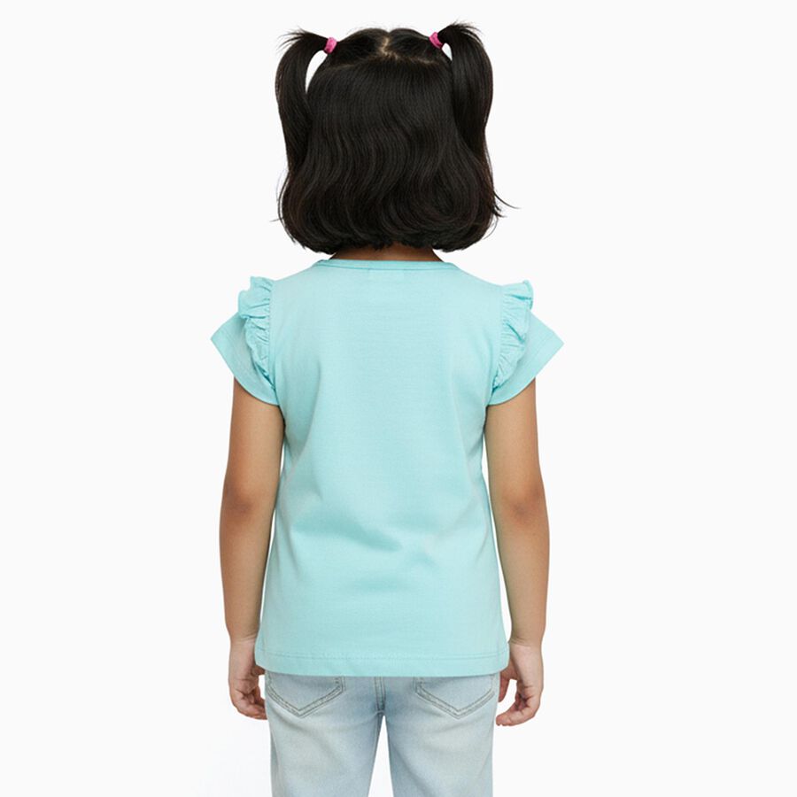 Girls' 100% Cotton T-Shirt, एक्वा, large image number null