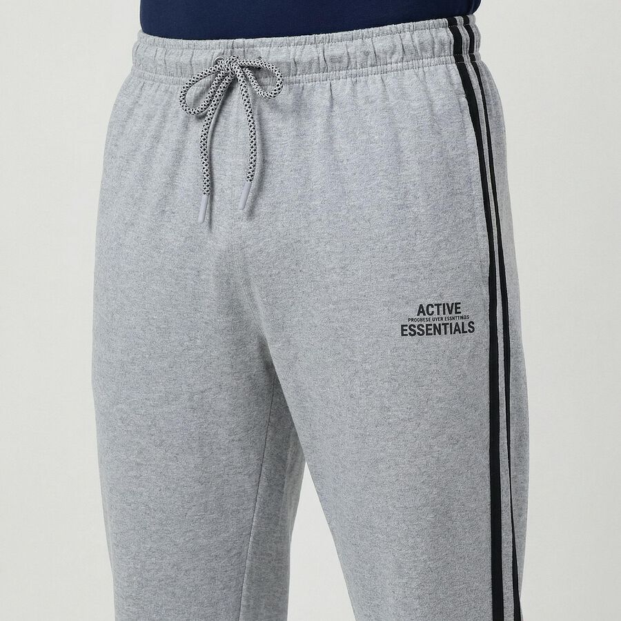 Men's Mid Grey Regular Fit Track Pants, Melange Mid Grey, large