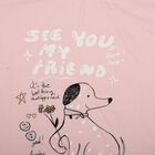 Girls Pink Round Neck Regular T-Shirt, हल्का गुलाबी, small