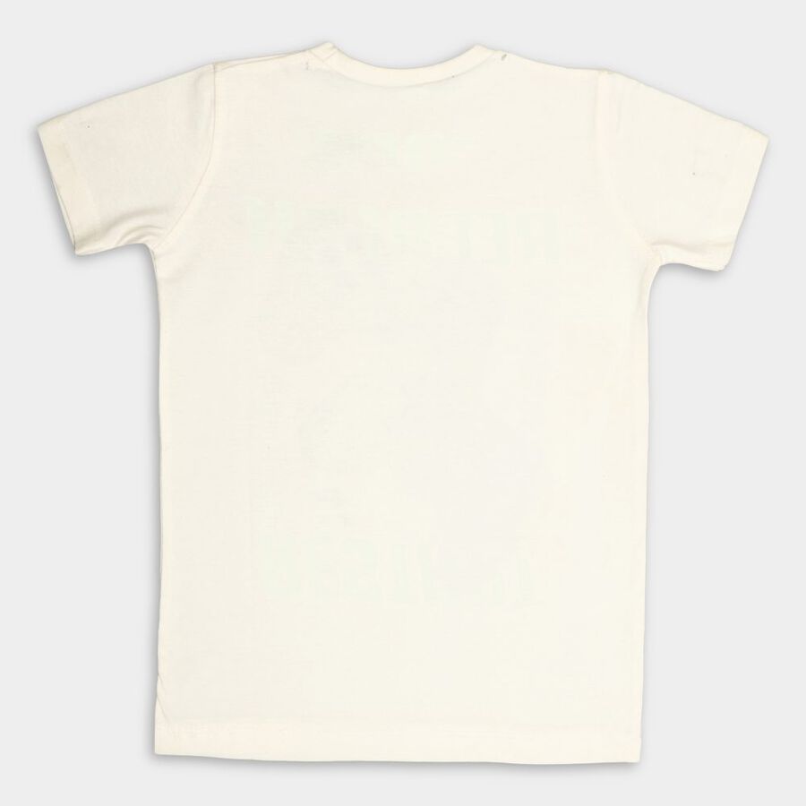 Boys Cotton T-Shirt, ऑफ व्हाइट, large image number null