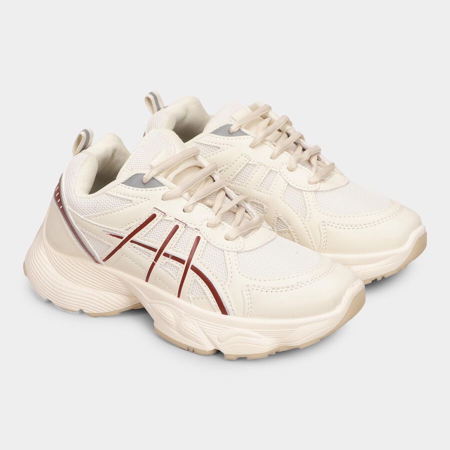Ladies' Lace-Up Shoes, Beige, large image number null