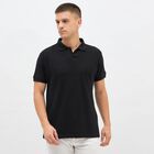 Men's Jet Black Polo Neck Casual T-Shirt, Black, small image number null