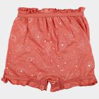 Girls' Peach Regular Fit Printed Bloomer Shorts, पीच, small