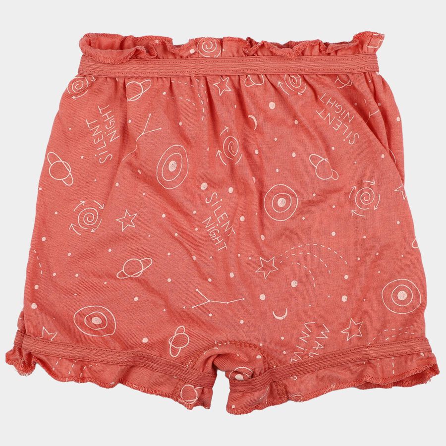 Girls' Peach Regular Fit Printed Bloomer Shorts, पीच, large