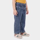 Girls Light Blue Wide Leg Belted Jeans, हल्का नीला, small