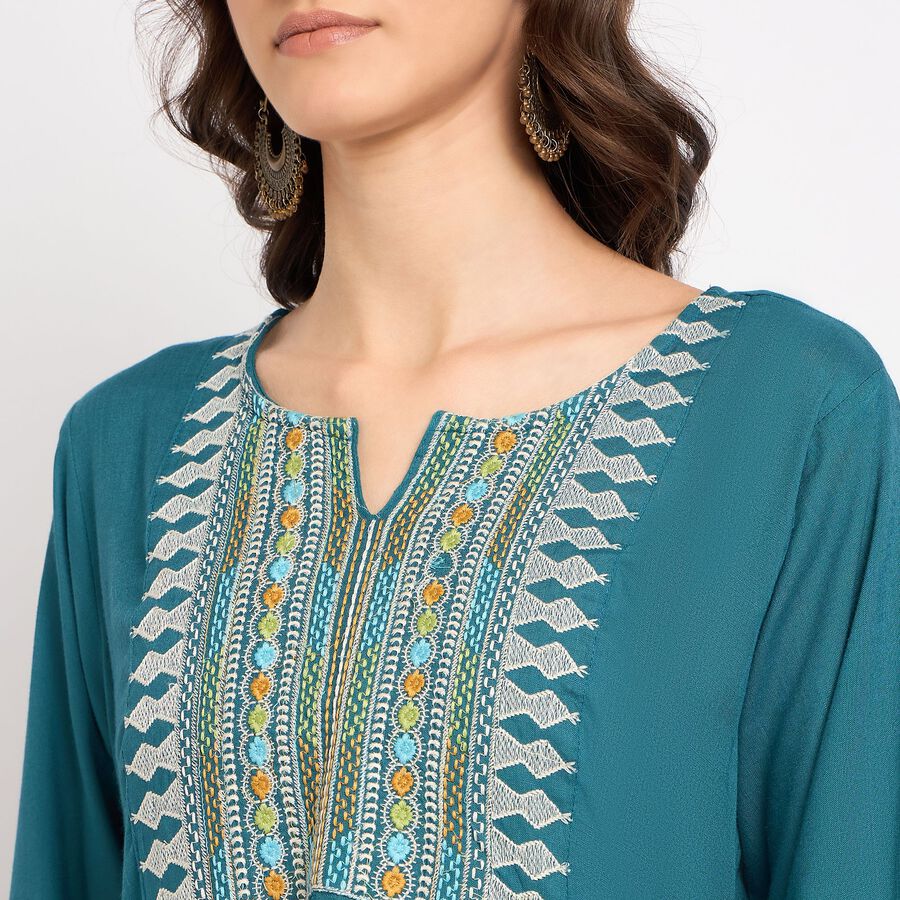 Ladies' Kurta, मध्यम नीला, large image number null