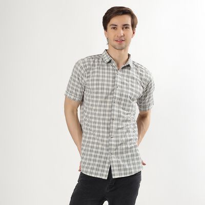 Men's Off-White Cotton Classic Casual Shirt