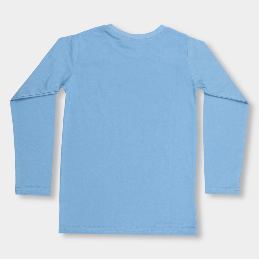 Boys' Light Blue Round Neck Casual T-Shirt, Light Blue, large image number null