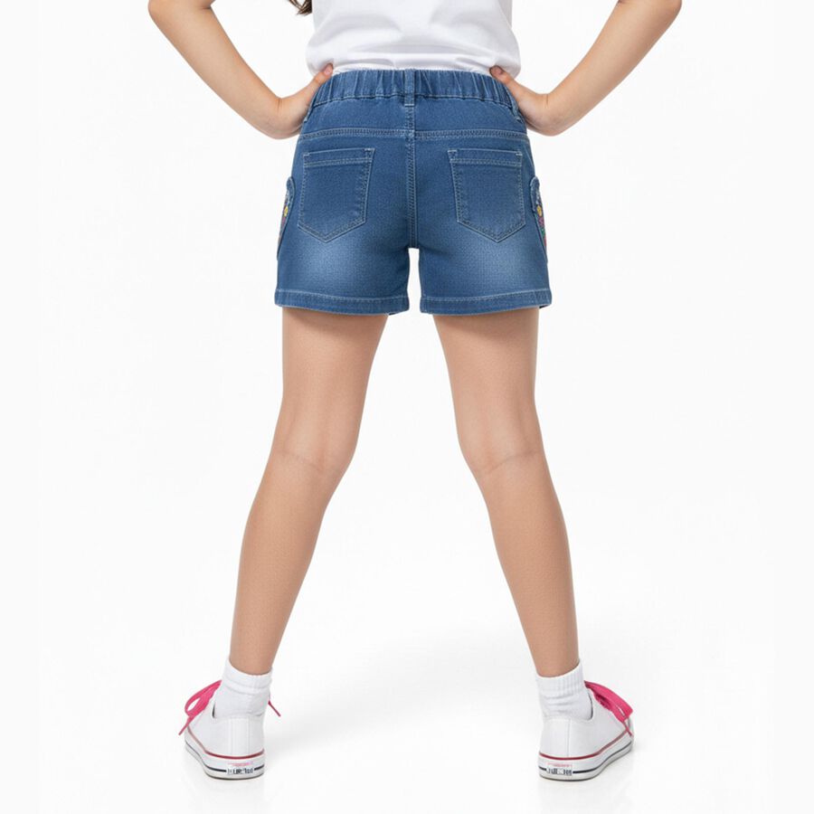 Girls' Shorts, मध्यम नीला, large