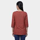 Women's Maroon Round Neck Floral Printed Kurti, मरून, small