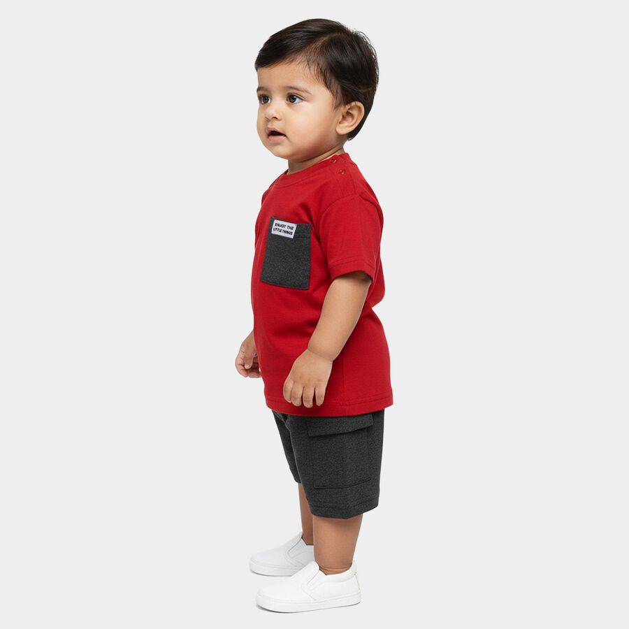 Infants' Purple Round Neck Pocket Detailed Baba Suit, बैंगनी, large