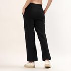 Women's Grey Regular Fit Cuffed Track Pants, Black, small