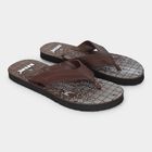 Men's Brown Toe-Post Flip-Flops, भूरा, small