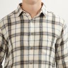 Men's Beige Cotton Spread Collar Casual Shirt, गहरा पीला, small image number null