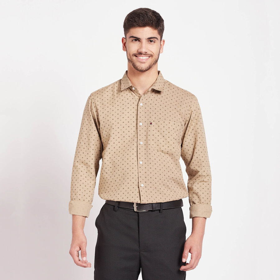 Printed Casual Shirt, Beige, large image number null
