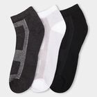 Men's Dark Charcoal Black Ankle Fit Motif Sports Socks Pack of 3, Black, small