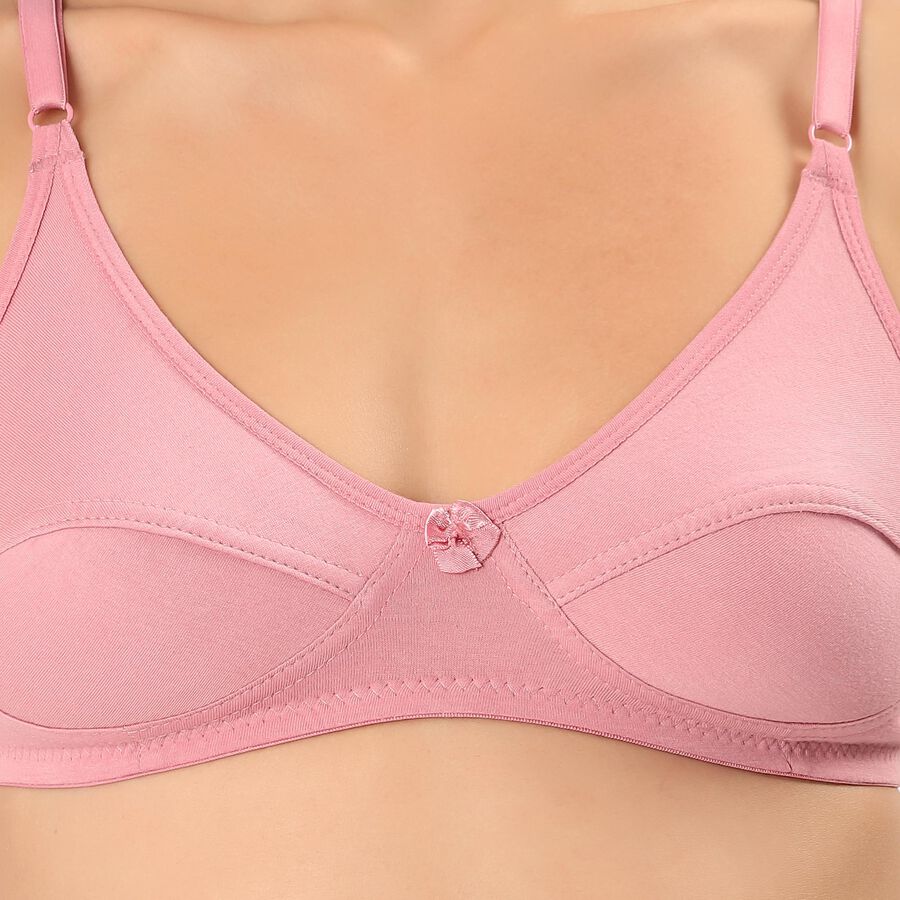 Women's Lilac Cotton V-Neck Wire-Free Bra, Lilac, large