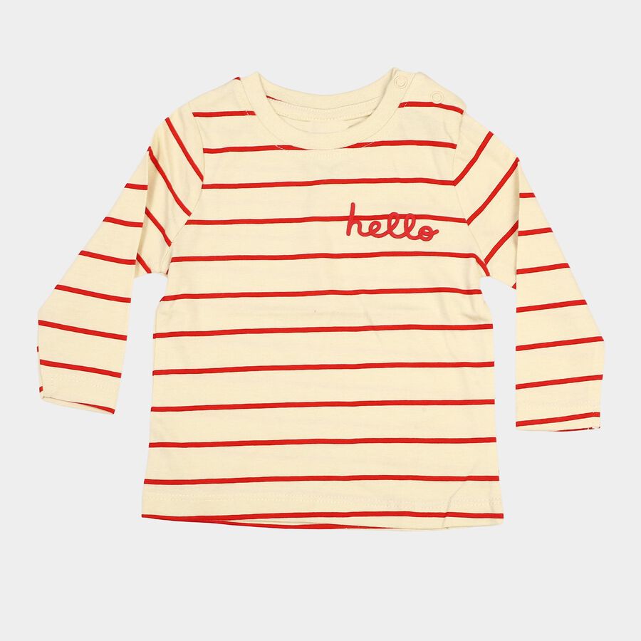 Infants' Red Cotton Round Neck Regular T-Shirt, Red, large