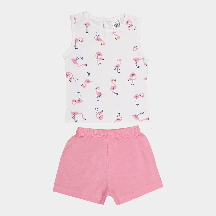 Infants Cotton Shorts Set, White, large image number null