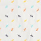 Infants' Yellow Cotton Polo Neck Printed Baba Suit, Yellow, small image number null