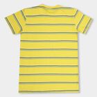 Boys' Yellow Cotton Round Neck Striped T-Shirt, मस्टर्ड, small image number null
