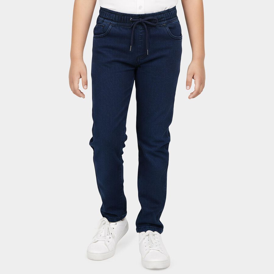 Boys' Navy Blue Regular Fit Classic Jeans, गहरा नीला, large