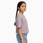 Girls Dusty Lavender Pink Round Neck Casual T-Shirt, गुलाबी, small image number null