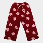 Girls' Wine Straight Fit Floral Printed Pyjama, वाइन, small