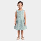 Girls' Light Blue Floral Printed Fit and Flare Frock, Light Blue, small