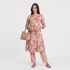Women's Pink Floral Printed Ethnic Set, गुलाबी, small